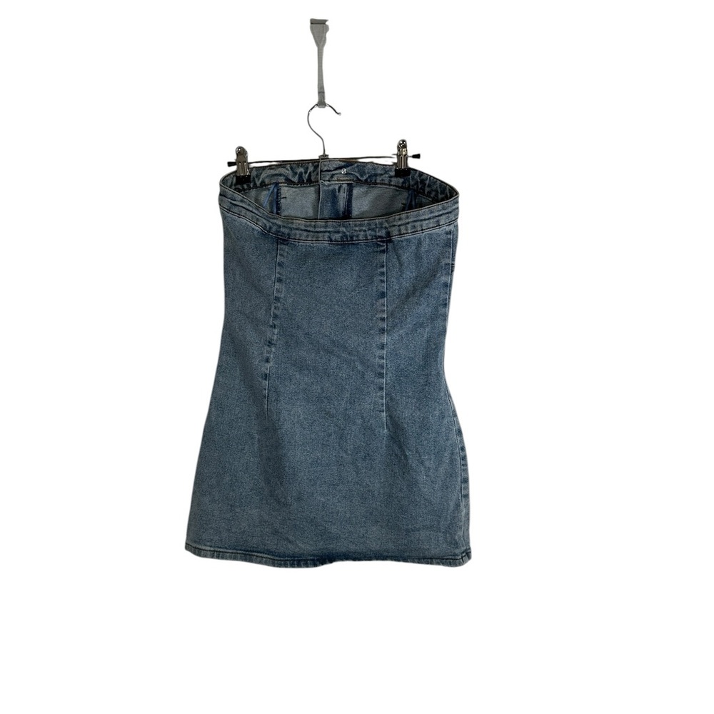 Akira Butterfly Kiss Embellished Denim Mini Tube Dress Sz M - Picture 7 of 11